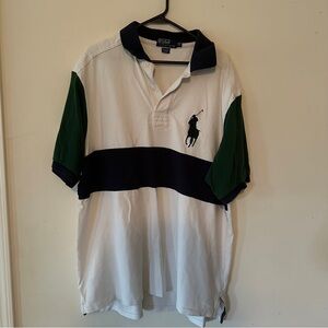 Vtg Polo Ralph Lauren Striped Big Pony Polo Shirt (binL)